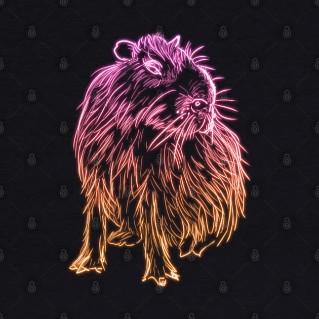 Pink and orange neon ombre capybara by nimreninmu